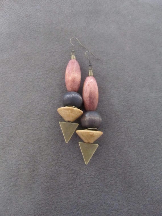 Oversized bold natural wooden earrings 55