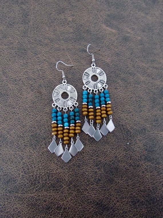 Southwest tribal jasper chandelier earrings