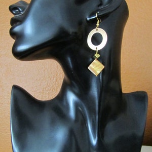 Brown mother of pearl shell earrings image 3