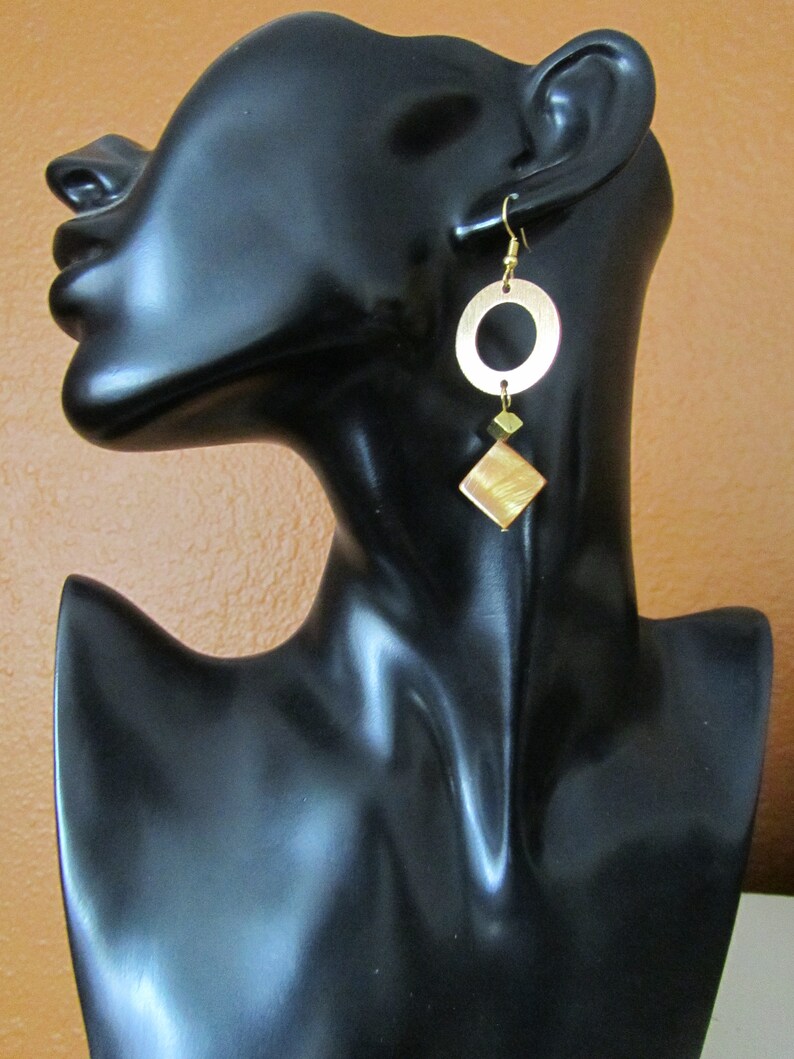 Brown mother of pearl shell earrings image 3