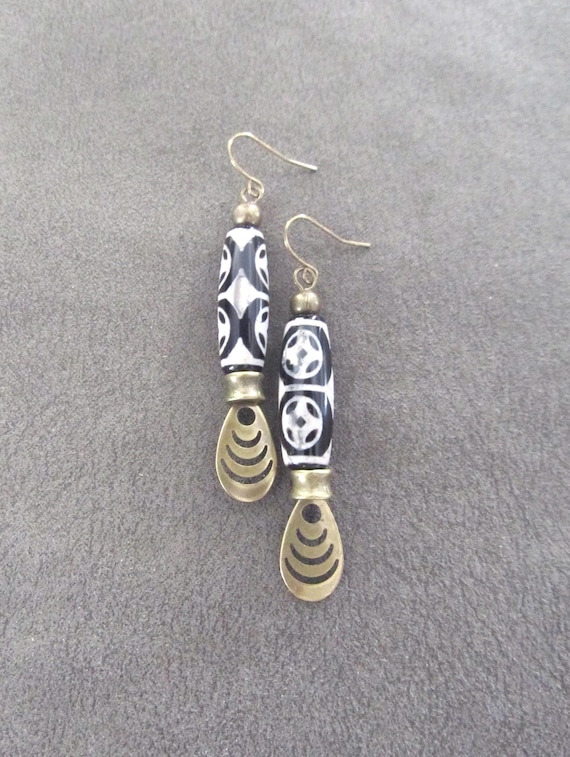 Tibetan agate and bronze earrings 33