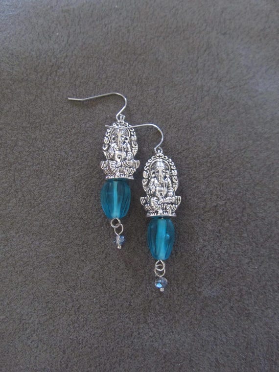 Silver Lord Ganesh Hindu earrings