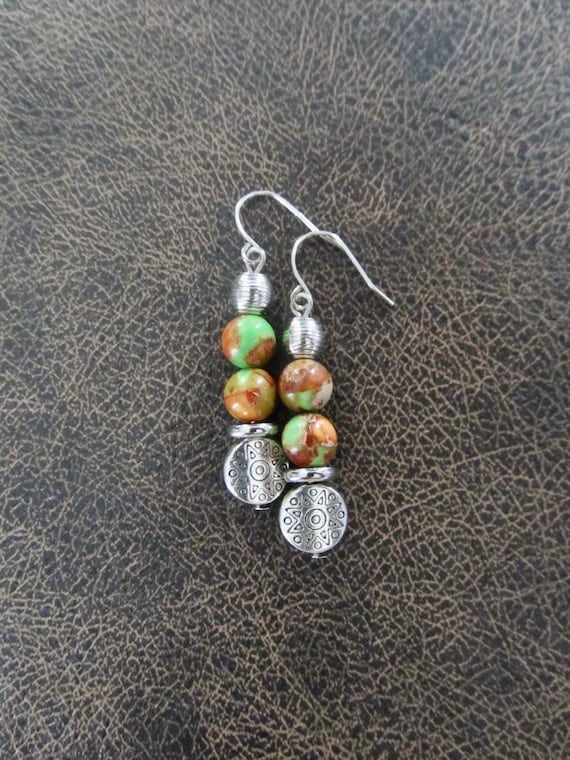 Green Jasper and silver earrings 22