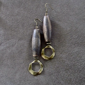 Oversized bold natural wooden earrings 3