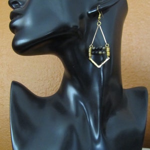 Boucles d'oreilles industrielles géométriques modernes Mid-Century, noires image 3