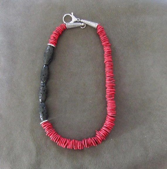 Chunky modern statement necklace, red