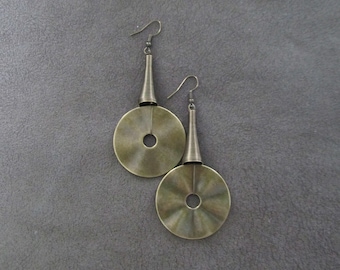 Large hammered bronze earrings