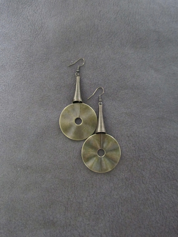 Large hammered bronze earrings