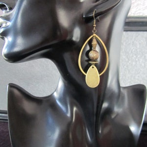 Bronze and stone tear drop earrings image 3