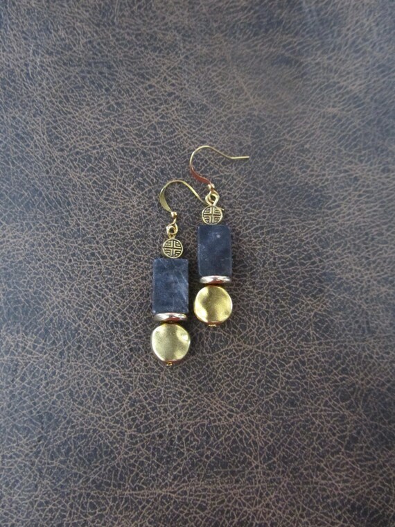 Stone and gold earrings