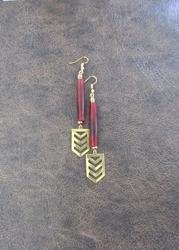 Red Afrocentric African earrings