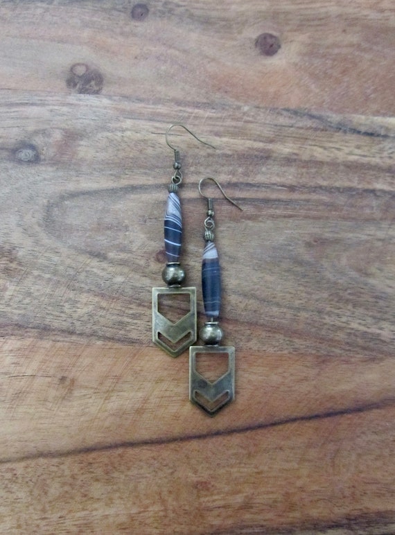 Long frosted agate dangle earrings