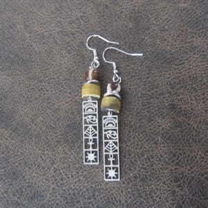 Egyptian Cartouche Earrings: Stainless Steel Hieroglyphic Jewelry