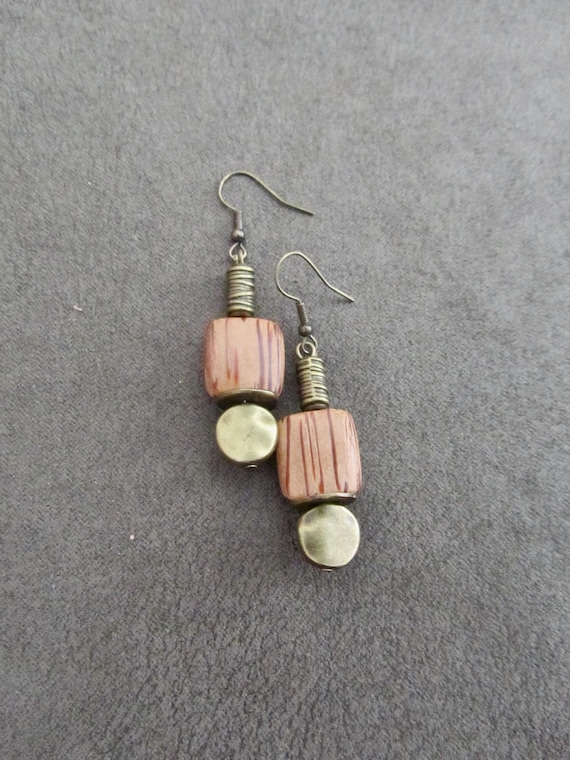 Simple natural wooden bohemian earrings 2