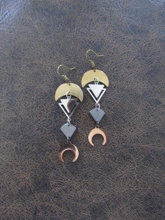 Modern mixed metal dangle earrings
