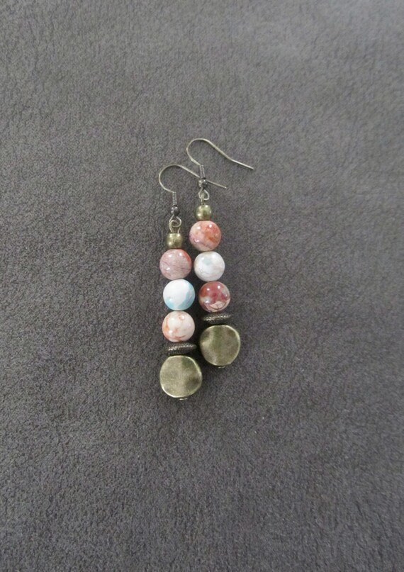 Agate and bronze earrings 22