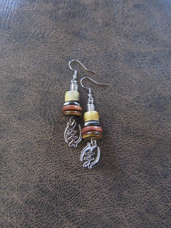 Adinkra symbol earrings, Gye Nyame earrings 11 silver