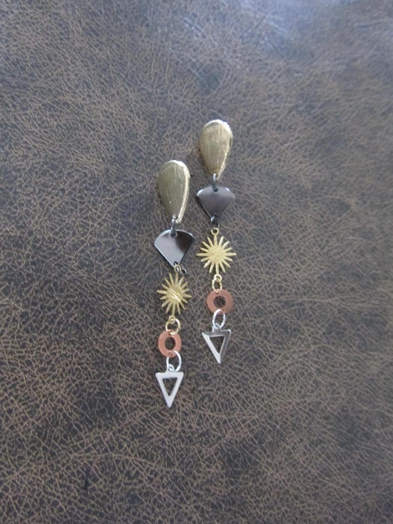 Bohemian celestial goddess earrings, mixed metal