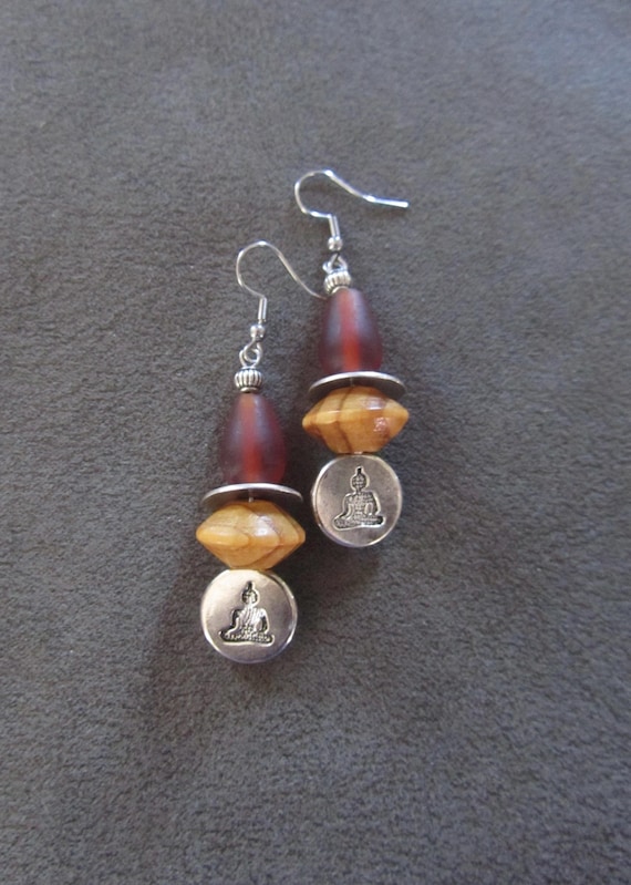 Multi media Buddha earrings