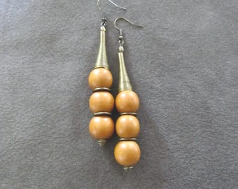 Long Mid century modern wooden earrings