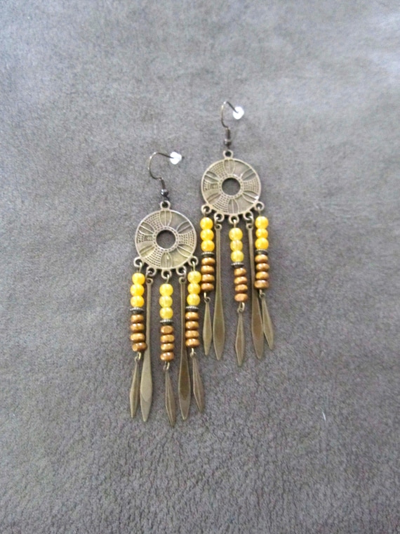 Ethnic beaded chandelier earrings