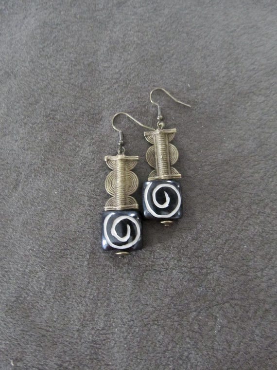 Bronze baule and bone earrings 2