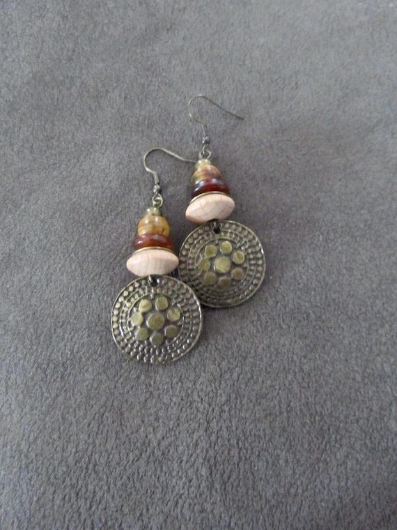 Etched bronze bohemian earrings 88