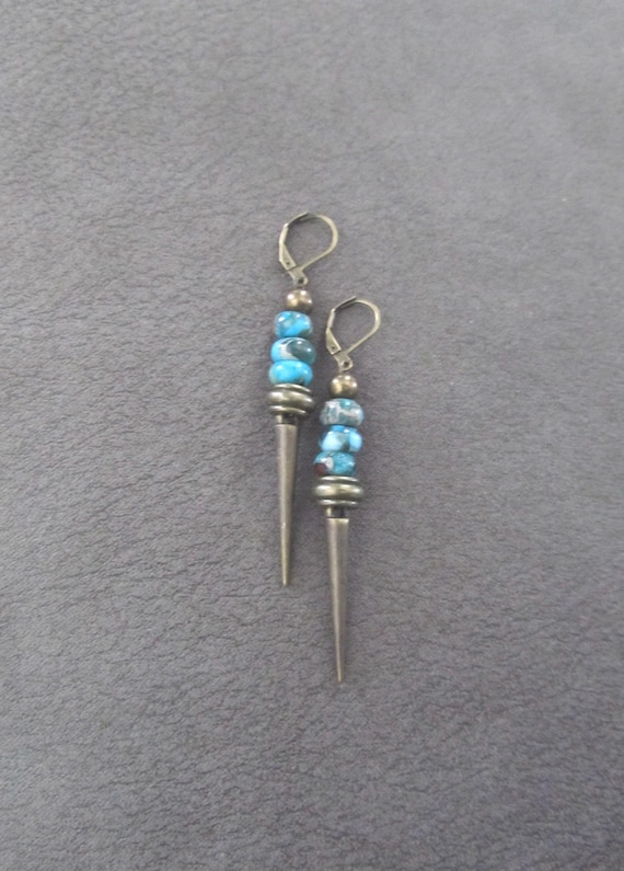 Imperial sediment jasper earrings, blue bronze