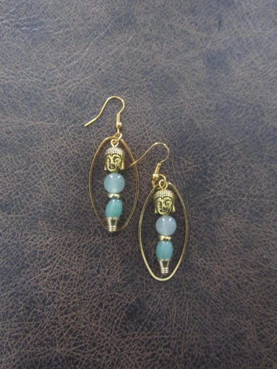 Jadeite Buddha earrings 2