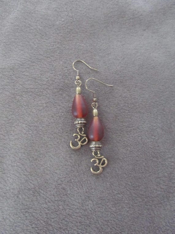 Upcycled Frosted glass om earrings