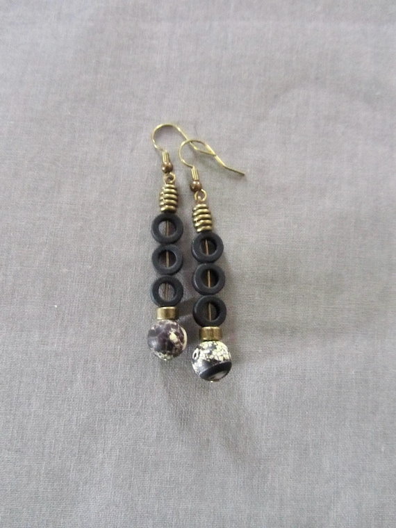 Unique black multimedia earrings