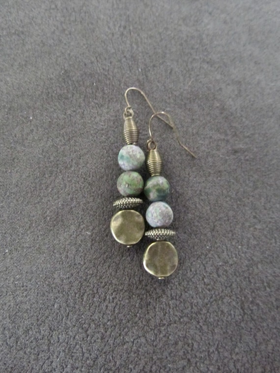 Green Jasper and bronze earrings 22