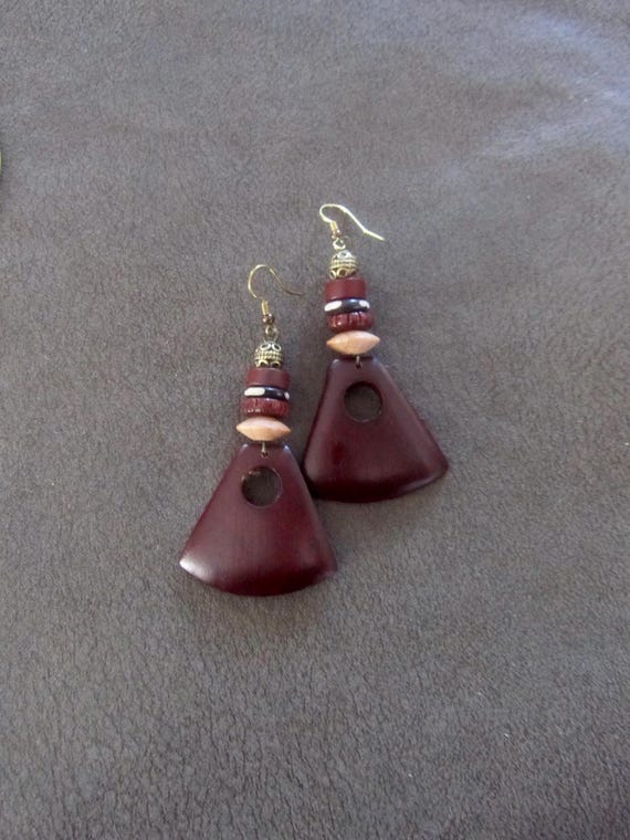 Chunky wooden geometric earrings 43