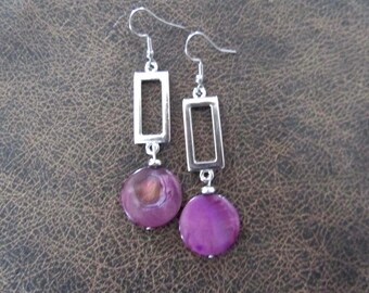 Pendientes de nácar rosa y plata
