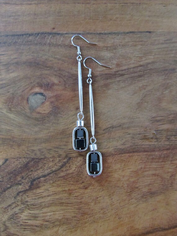 Gray hematite minimalist earrings, industrial earrings, mid century modern earrings simple earrings