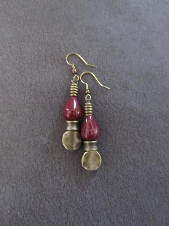 Bohemian stone and bronze earrings 44