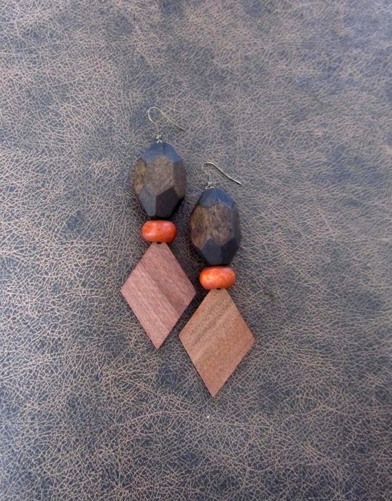 Oversized bold natural wooden earrings 55