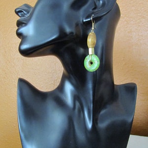 Mosaic marble stone earrings, green imperial jasper earrings image 3