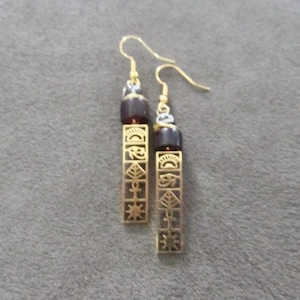 Egyptian Cartouche Earrings: Stainless Steel Tribal Jewelry