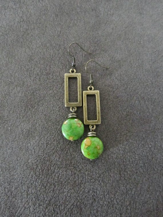 Mosaic marble stone earrings