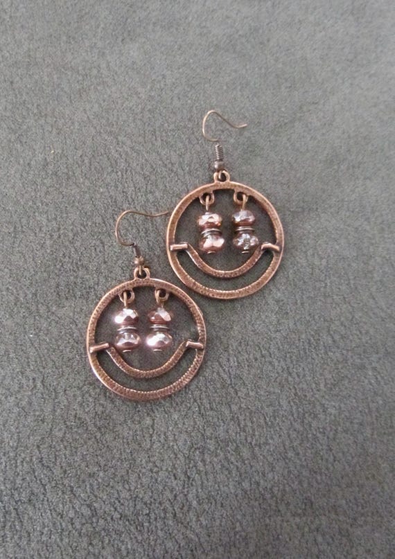 Modern industrial copper hoop earrings 55