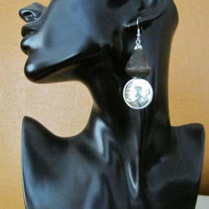 Silver and wooden Egyptian eye of Ra earrings 2 image 3