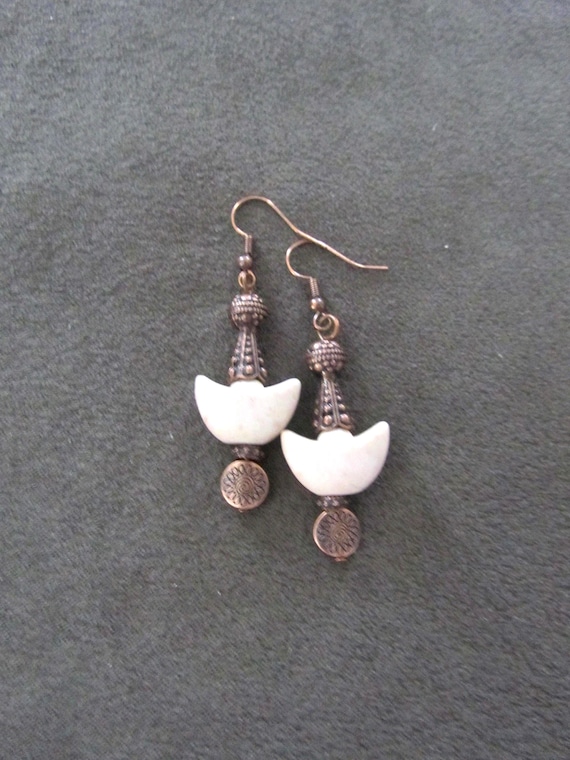 Unique white howlite and copper earrings