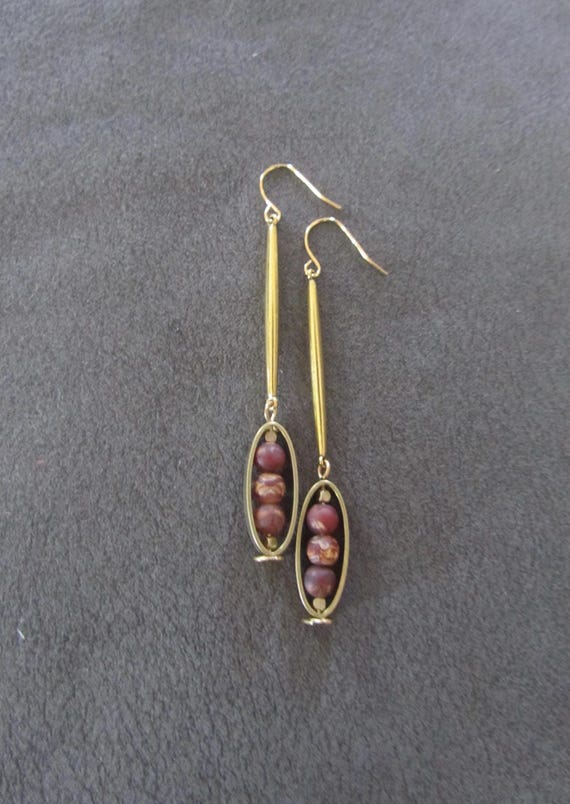 Industrial modern Tibetan agate and brass earrings 2
