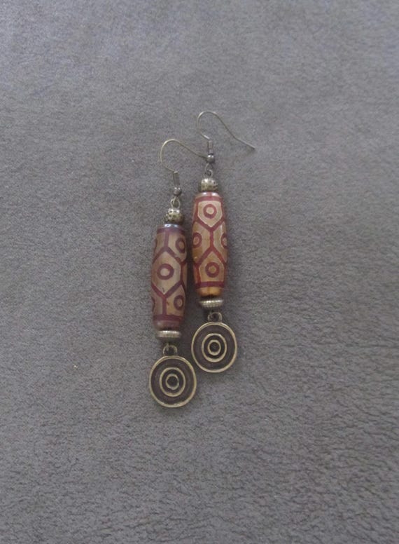 Tibetan agate and bronze earrings 2