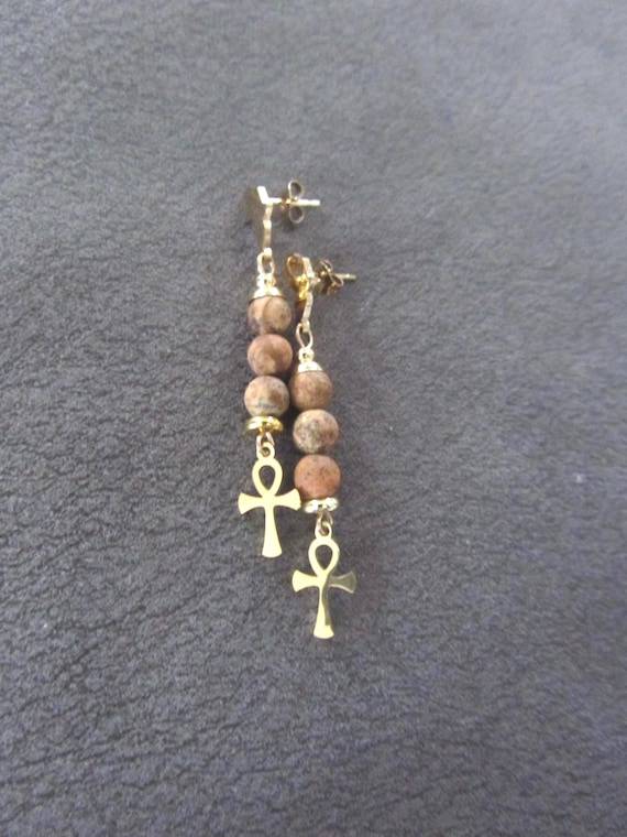Jasper and ankh earrings