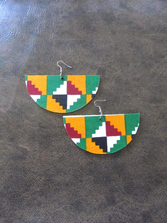 Large African print Ankara earrings, huge batik earrings, kente