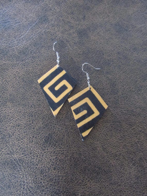 Mid century African Ankara print fabric earrings 2