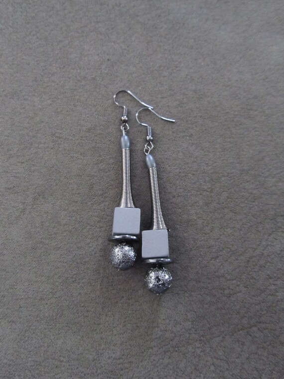Mid century modern gray geometric earrings