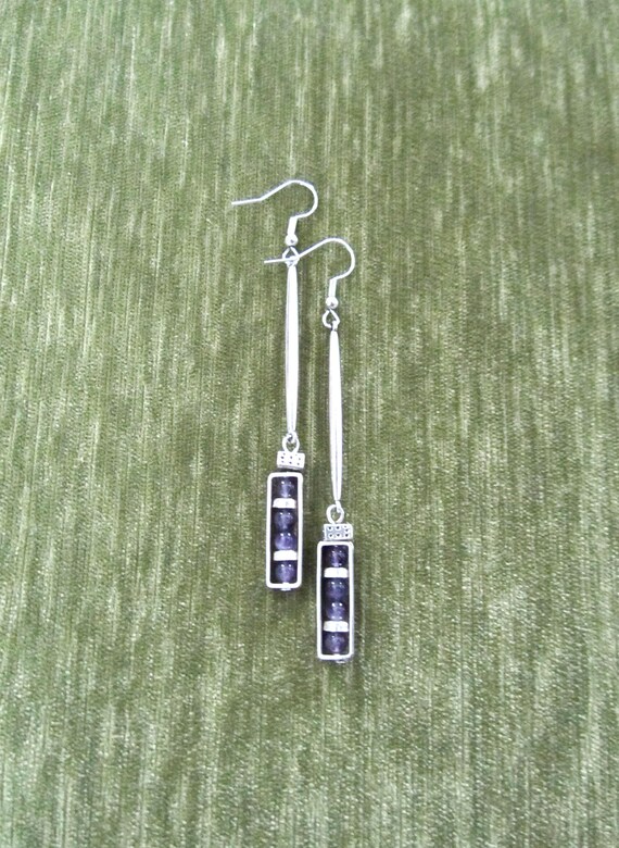 Simple purple stone and silver earrings
